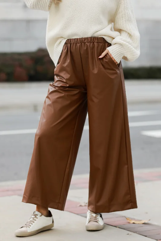 FINAL SALE - Maximum Chic Camel Leather Pants