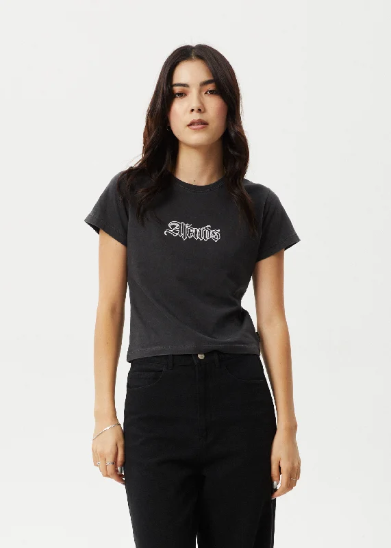 Afends Womens Burnt - Baby Tee - Stone Black