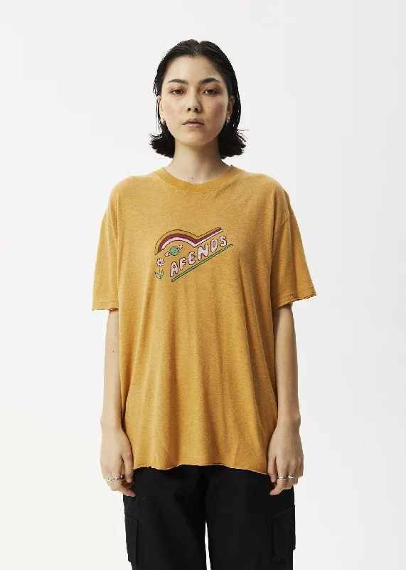 Afends Womens Day Dream Slay - Oversized Graphic T-Shirt - Mustard