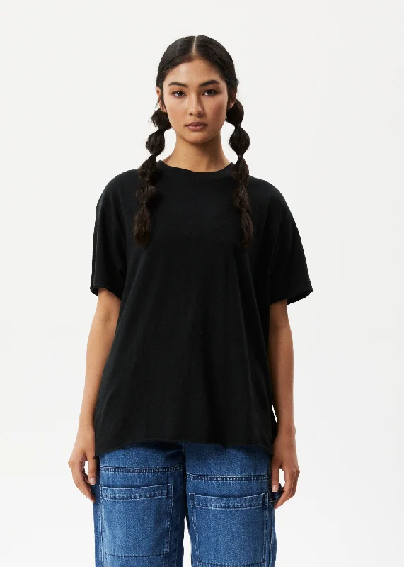 Afends Womens Slay - Hemp Oversized T-Shirt - Black