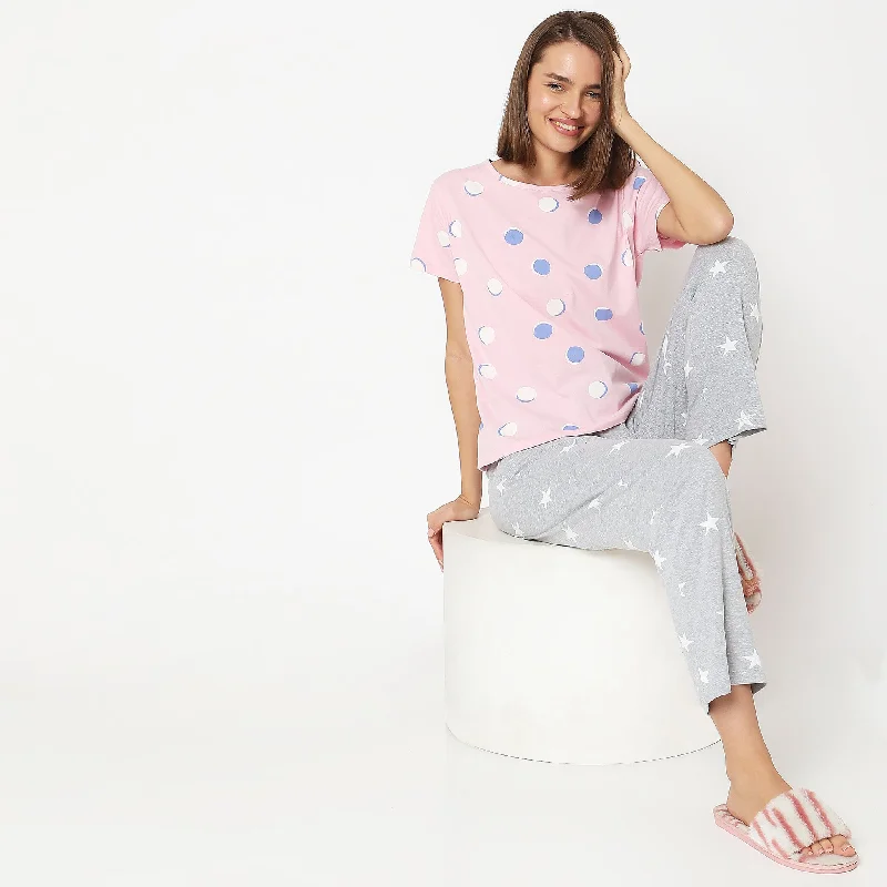 Regular Fit Printed Lounge Top