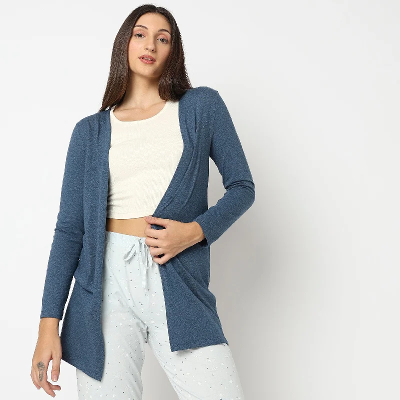 Regular Fit Solid Lounge Shrug