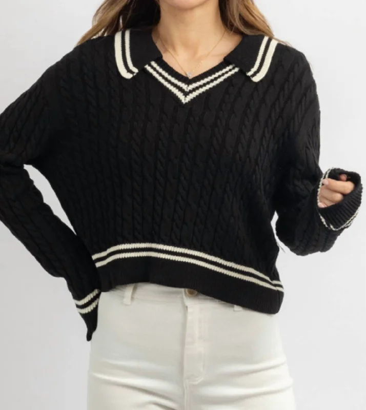 Alicia Contrast Sweater In Black