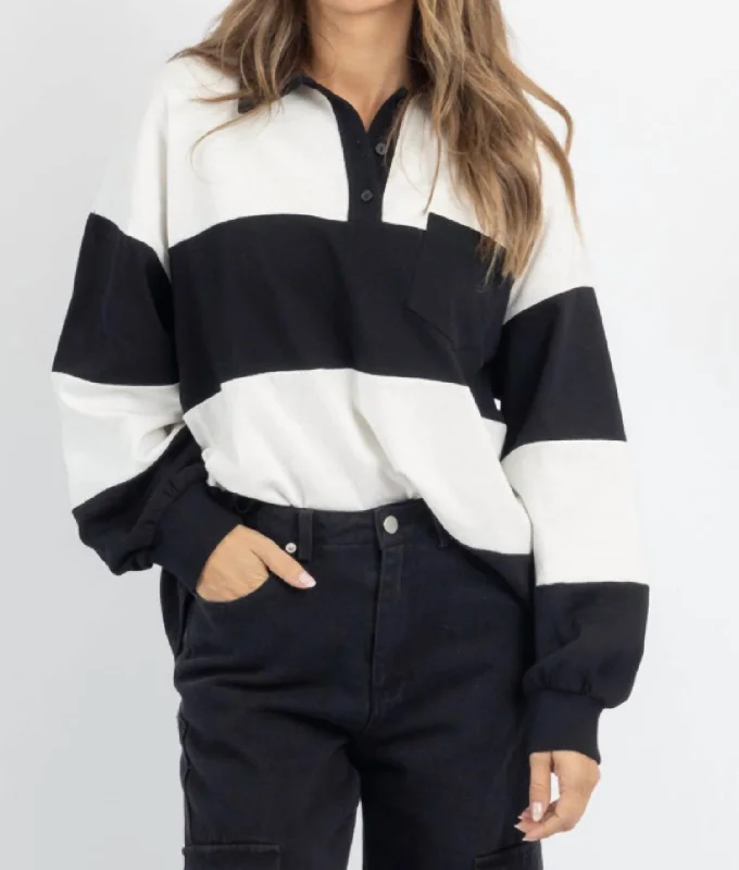 Elianna Polo Sweater In Black/white