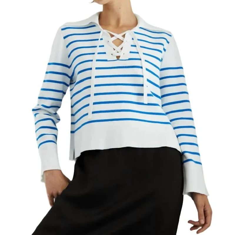 Milano Breton Stripe Sweater In Bleach Blue