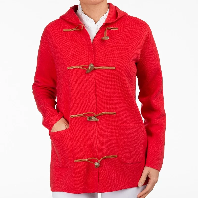 Toggle Hooded Sweater in Coral