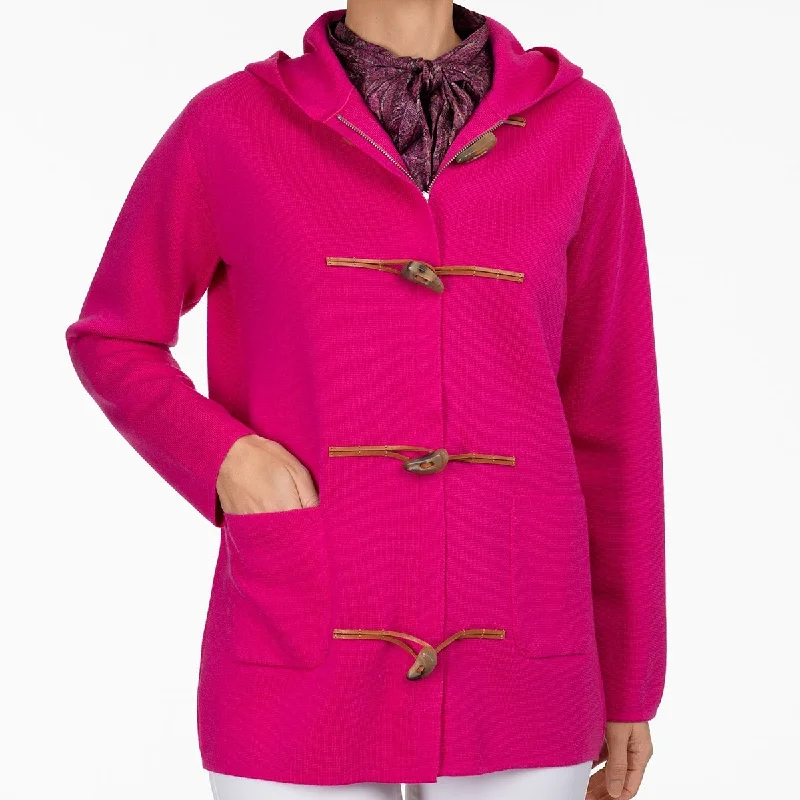 Toggle Hooded Sweater in Fuxia