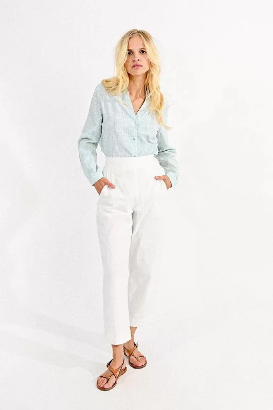 Molly Bracken White Ankle Length Wide Leg Pants