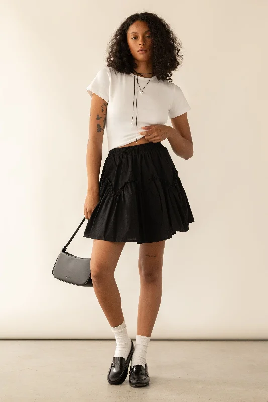 WAVY TIERED MINI SKIRT