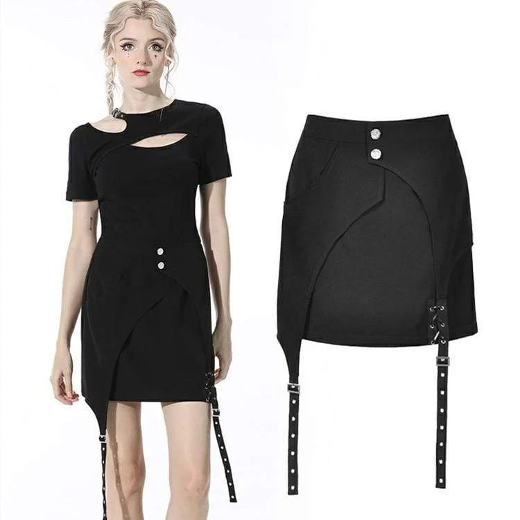 Women's Gothic Irregular Slim Fitted Black Skirt