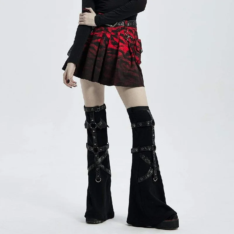 Women's Grunge Dip-dye Pleated Skirt with Belt