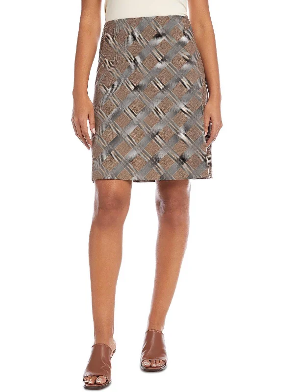 Womens Woven Plaid A-Line Skirt