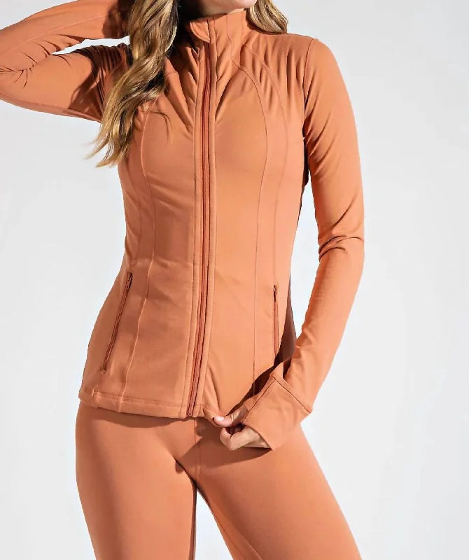 Athleisure Zipper Jacket In Almond