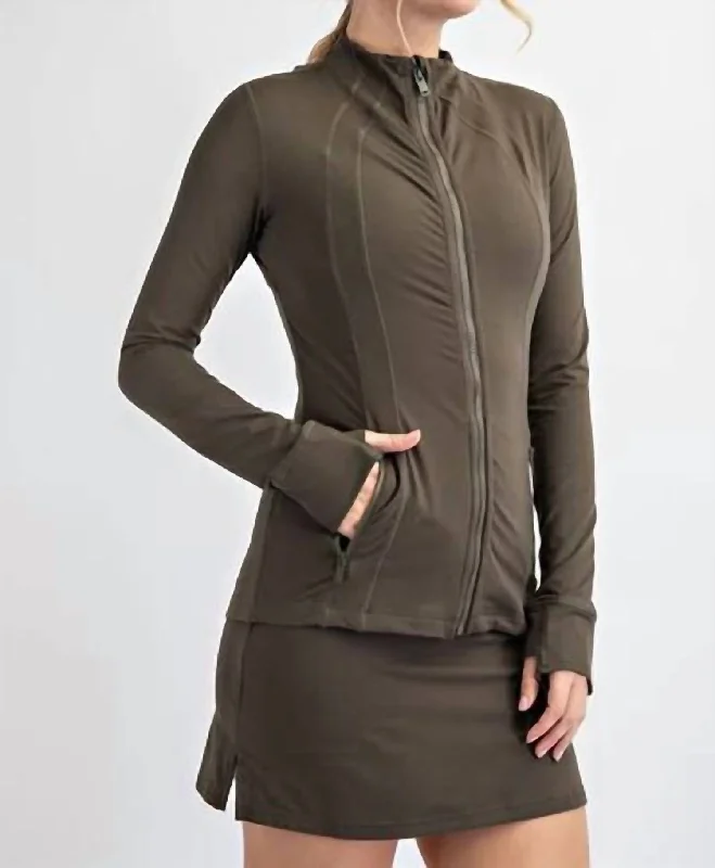 Athleisure Zipper Jacket In Olive