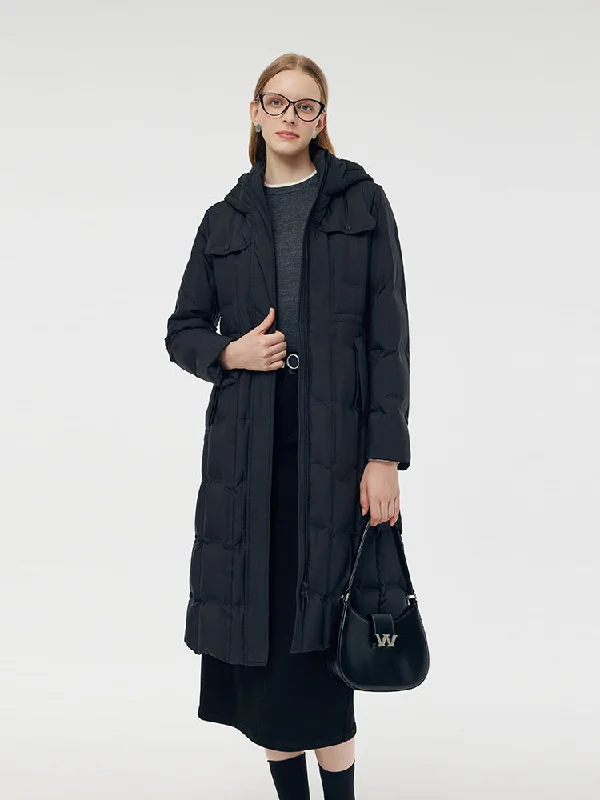 Longline Hooded Goose Down Coat