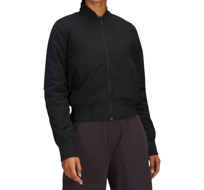 Non-Stop Bomber Water-Repellent Fabric Jacket In Black