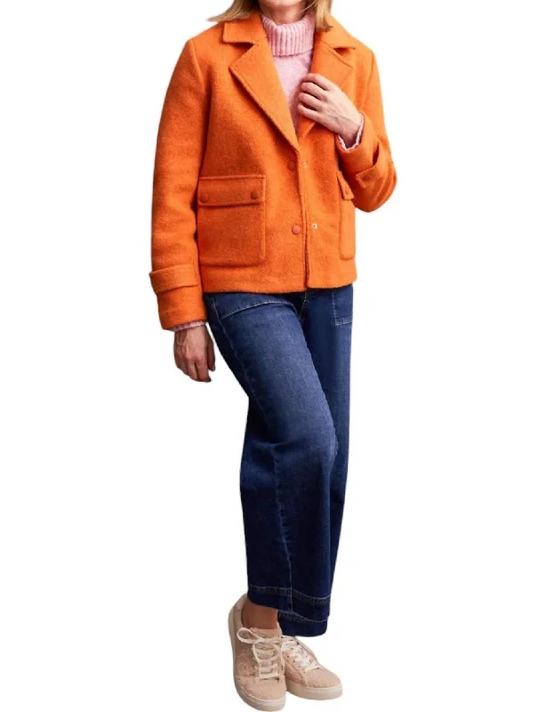 Snap Front Closure Peacoat In Burnt Orange