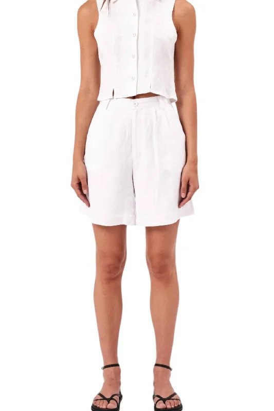 Horizon Linen Short In White