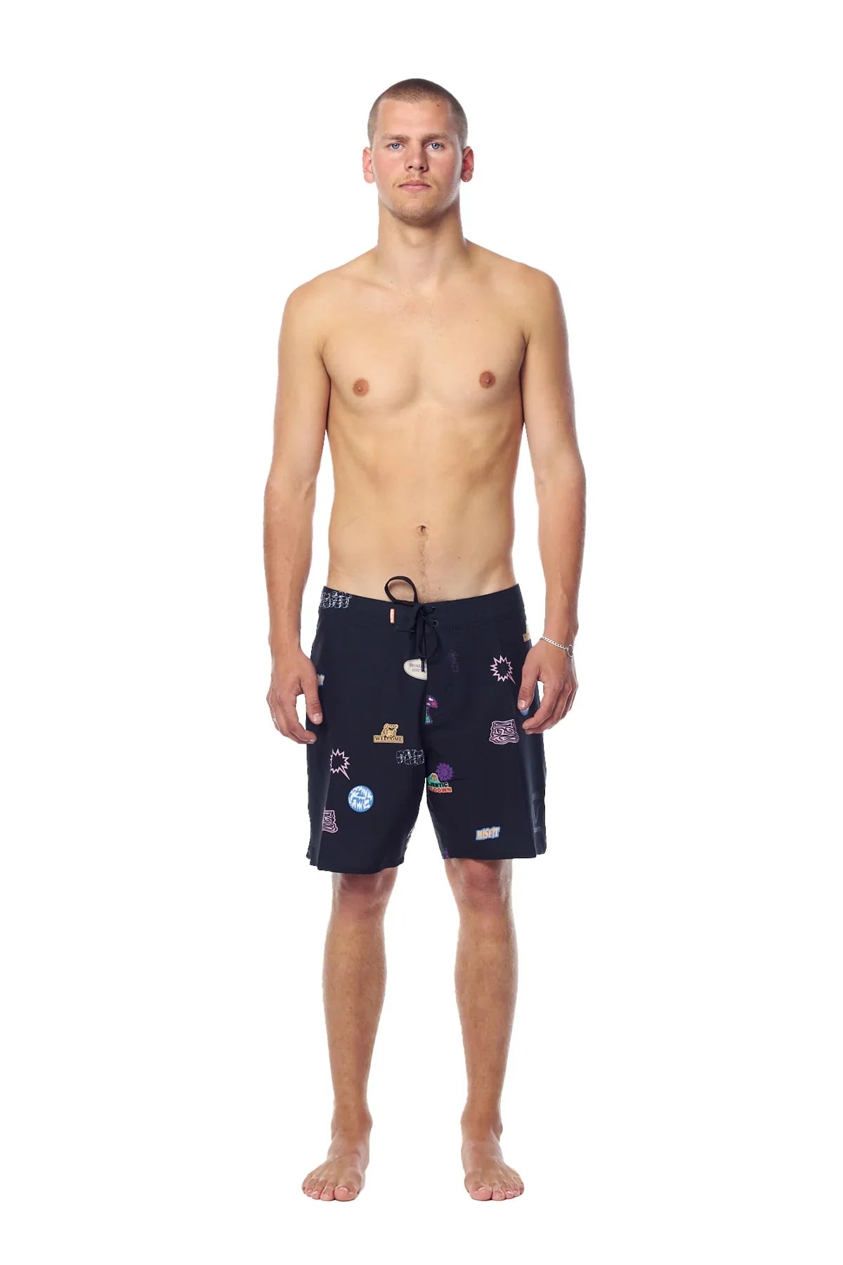 Misfit velvet steel 18 board short - black/sticker