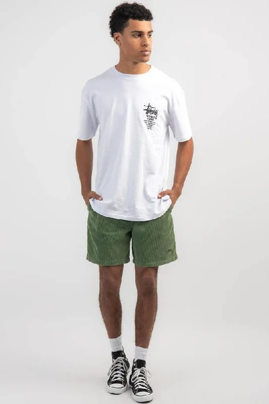 STUSSY - Wide wale cord beach short - Pigment artichoke