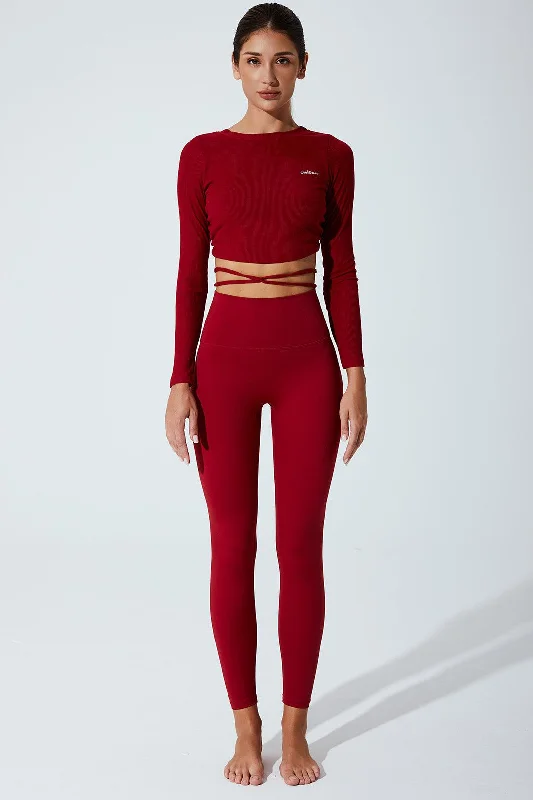 Archangel Long Sleeve Top - Red Burgundy