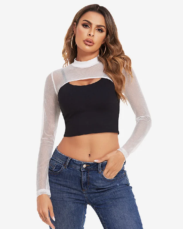 Mock Neck Long Sleeve Crop Top