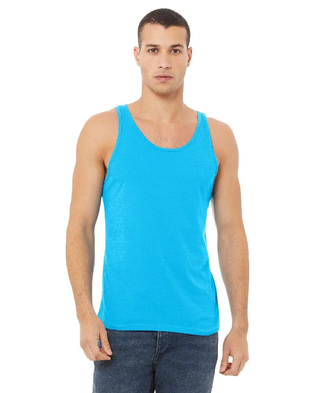 Bella+Canvas Unisex Heather CVC Tank | Neon Blue