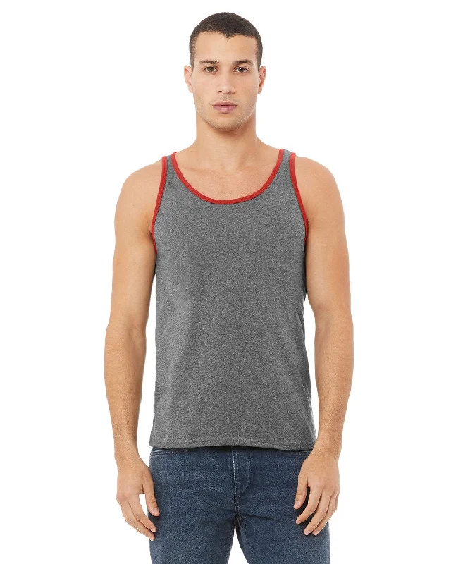 Bella+Canvas Unisex Jersey Tank | Deep Hthr/ Red