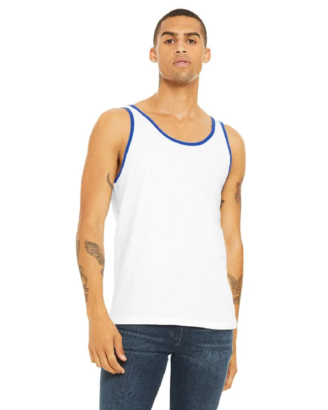 Bella+Canvas Unisex Jersey Tank | White/ Tr Royal