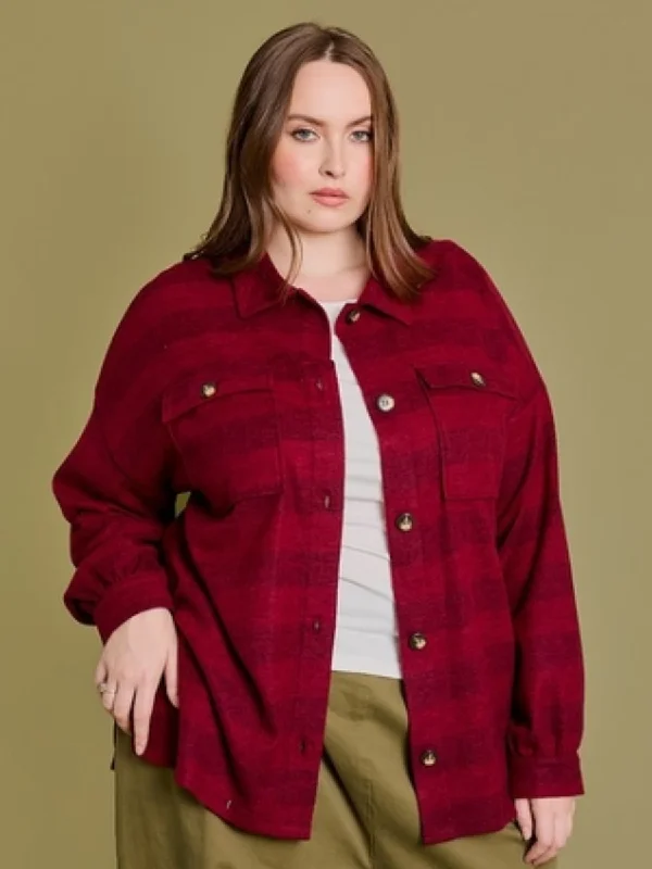 Curvy Burgundy Plaid Soft Shacket