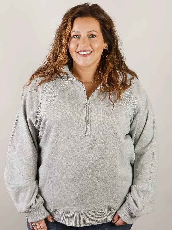 Curvy Heather Grey 1/4 Zip Sweatshirt