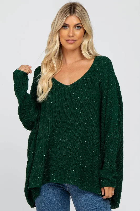 Forest Green Speckled Oversized Sweater