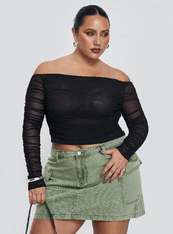 Hartford Off The Shoulder Top Black Curve