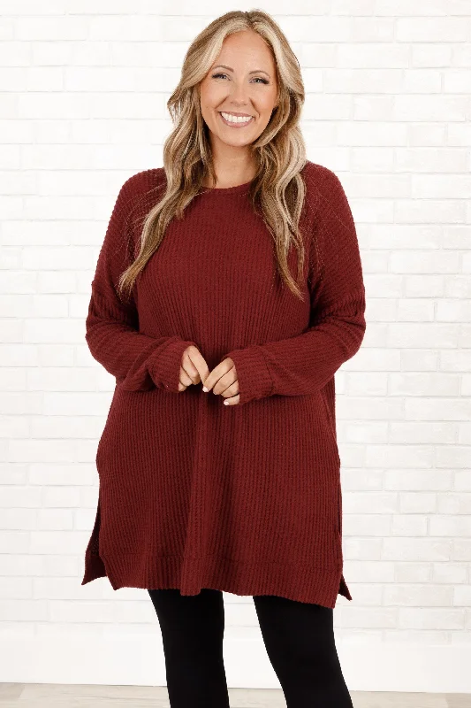 Keeping It Cute Tunic, Dark Burgundy