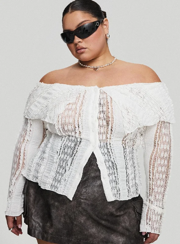 Lisbeth Off The Shoulder Top White Curve