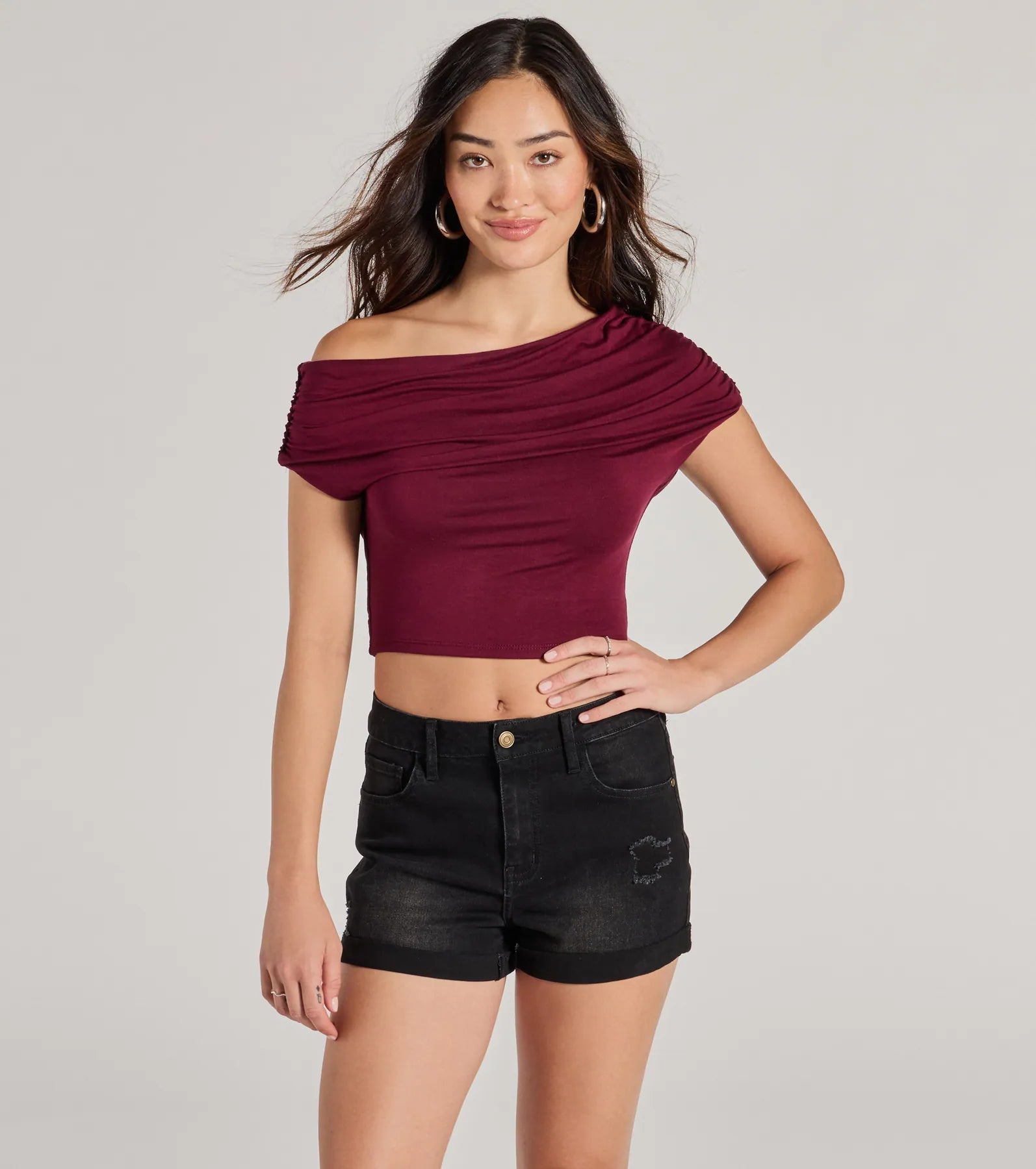 Modern Chic One-Shoulder Crop Top