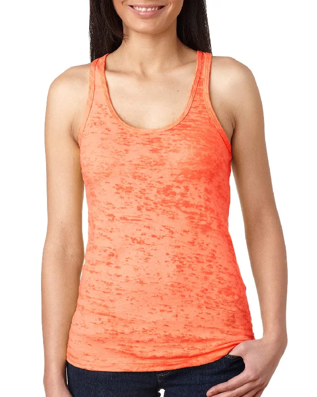 Next Level Ladies Burnout Racerback Tank | Neon Orange