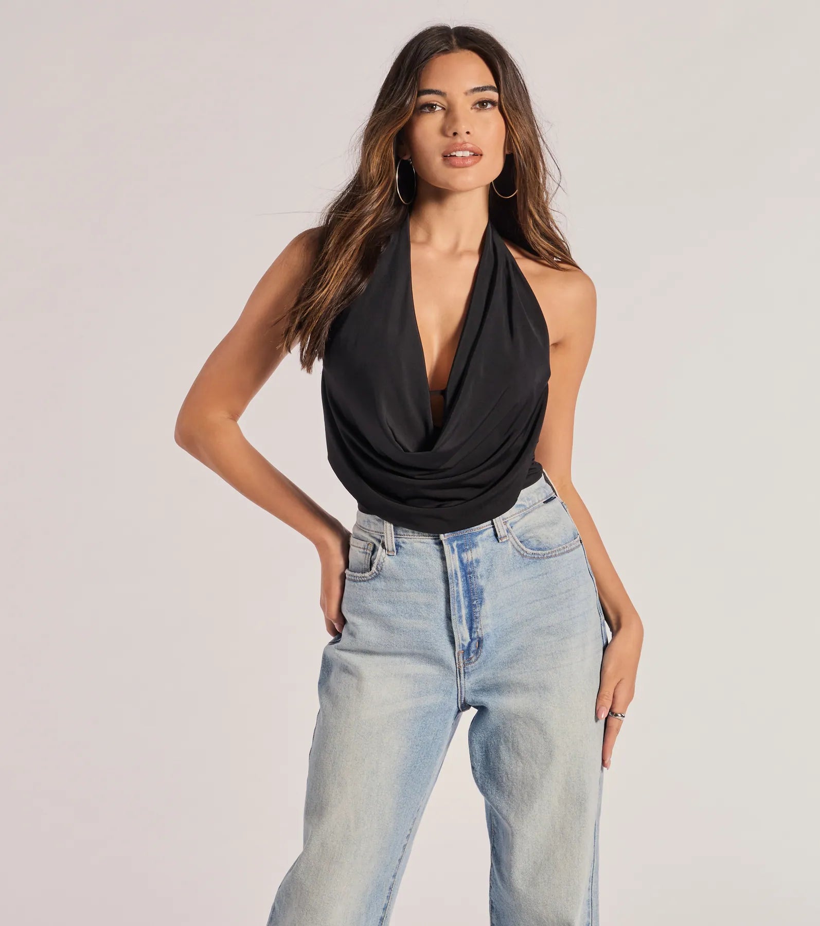 Take The Plunge Sleeveless Halter Crop Top