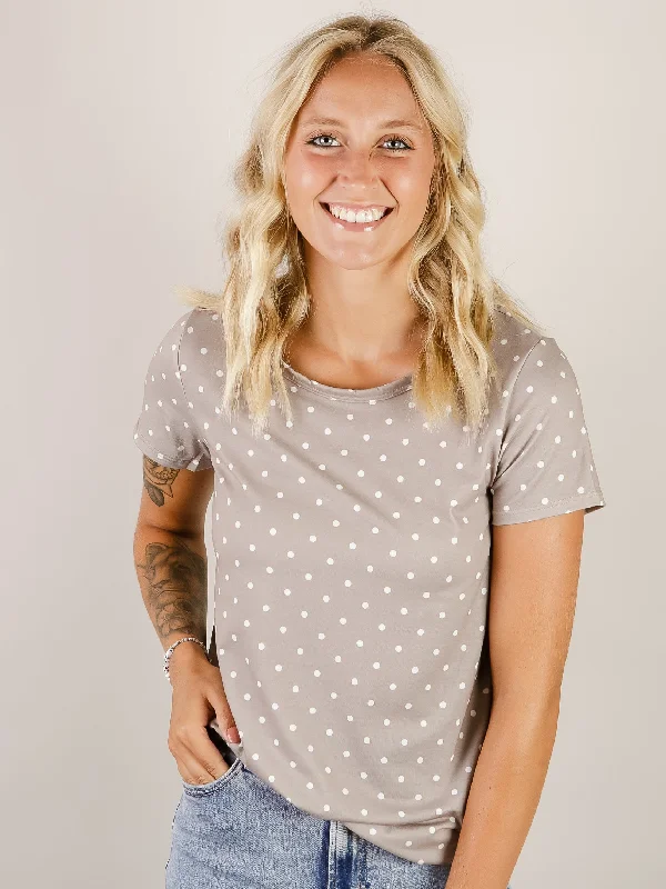 Taupe Polka Dot Short Sleeve Top