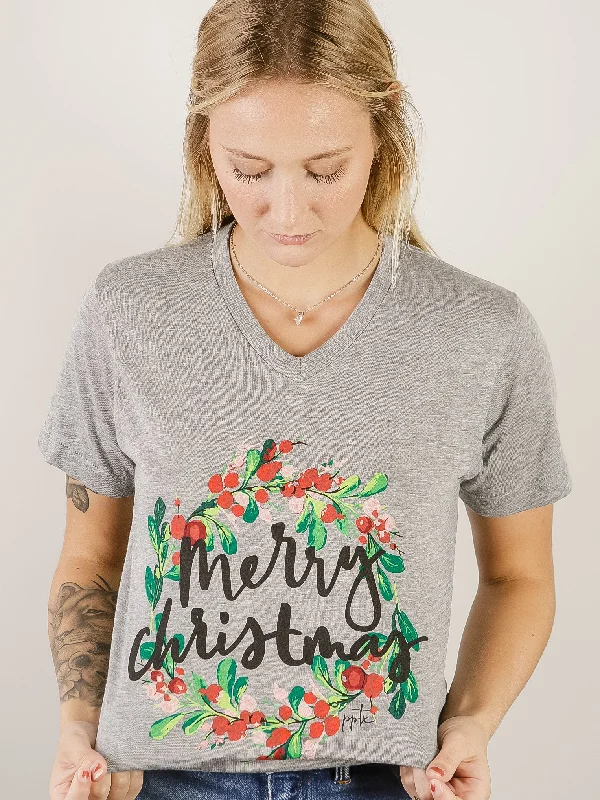 V-Neck Merry Christmas Tee