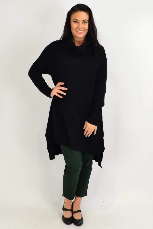 Black Rita Roll Neck Tunic Jumper