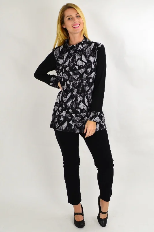 Grey Smart Abstract Tunic Top