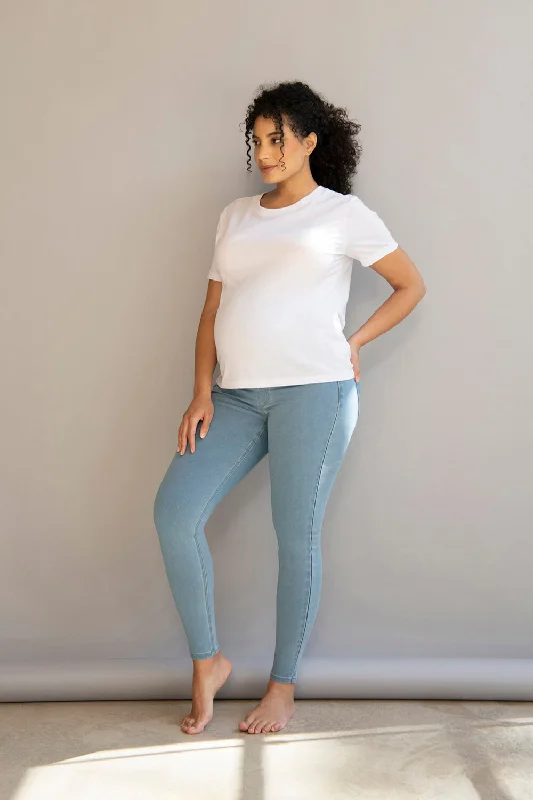 Ankle Grazer Maternity Jeggings - Light Blue