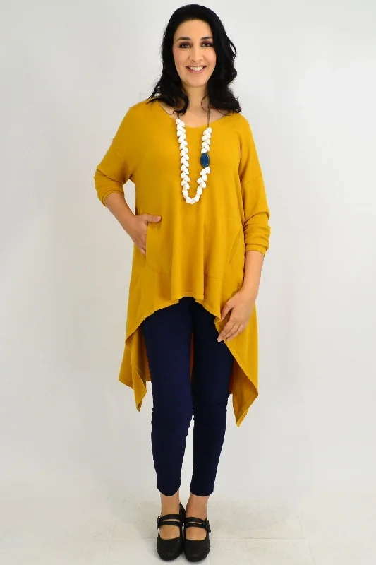 Mustard Heidi Hi Low Tunic Jumper