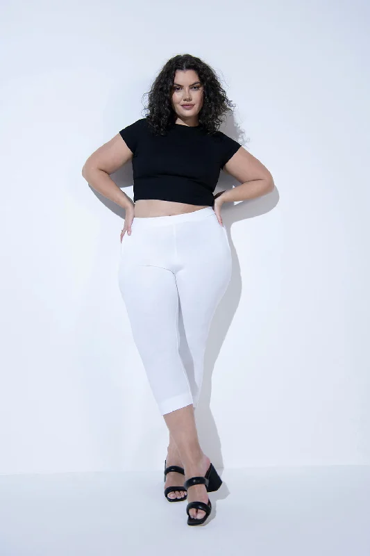 Curve Crop Stretch Trousers - White