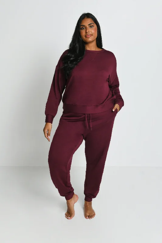 Curve Luxe Lounge Jogger - Dark Cherry