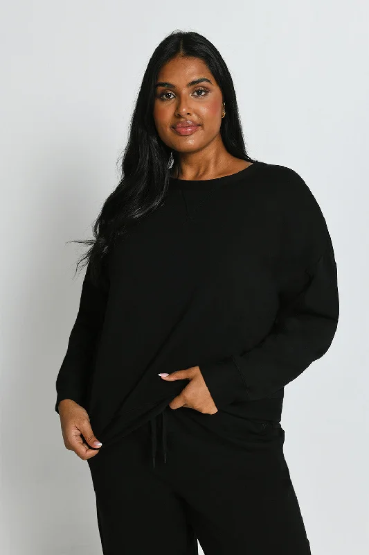 Curve Luxe Lounge Sweatshirt - Black