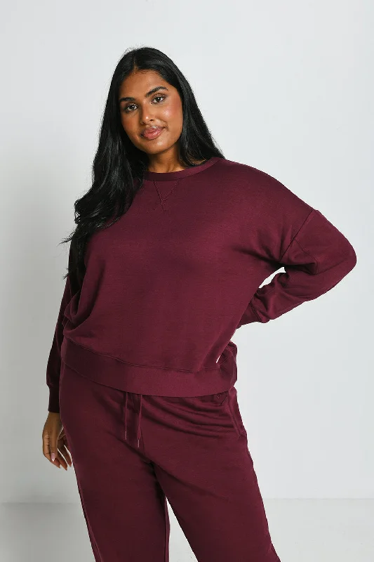 Curve Luxe Lounge Sweatshirt - Dark Cherry