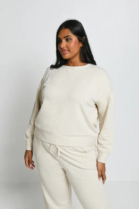 Curve Luxe Lounge Sweatshirt - Vanilla Marl