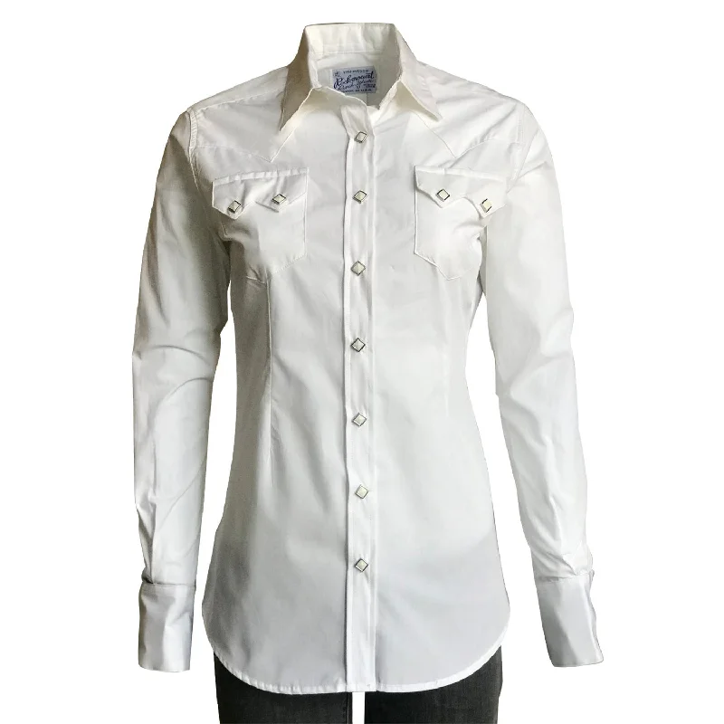 Rockmount Womens Solid White 100% Cotton Classic Western L/S Shirt